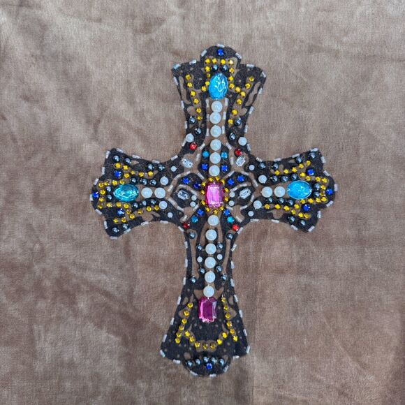 BCBGMaxazria Jacket Women Large Beaded Cross Velour Velvet Track Zip Up Y2K NEW - Picture 6 of 11